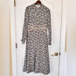 The Collective Vintage Floral Long Sleeve Button Down Maxi Dress Size Small